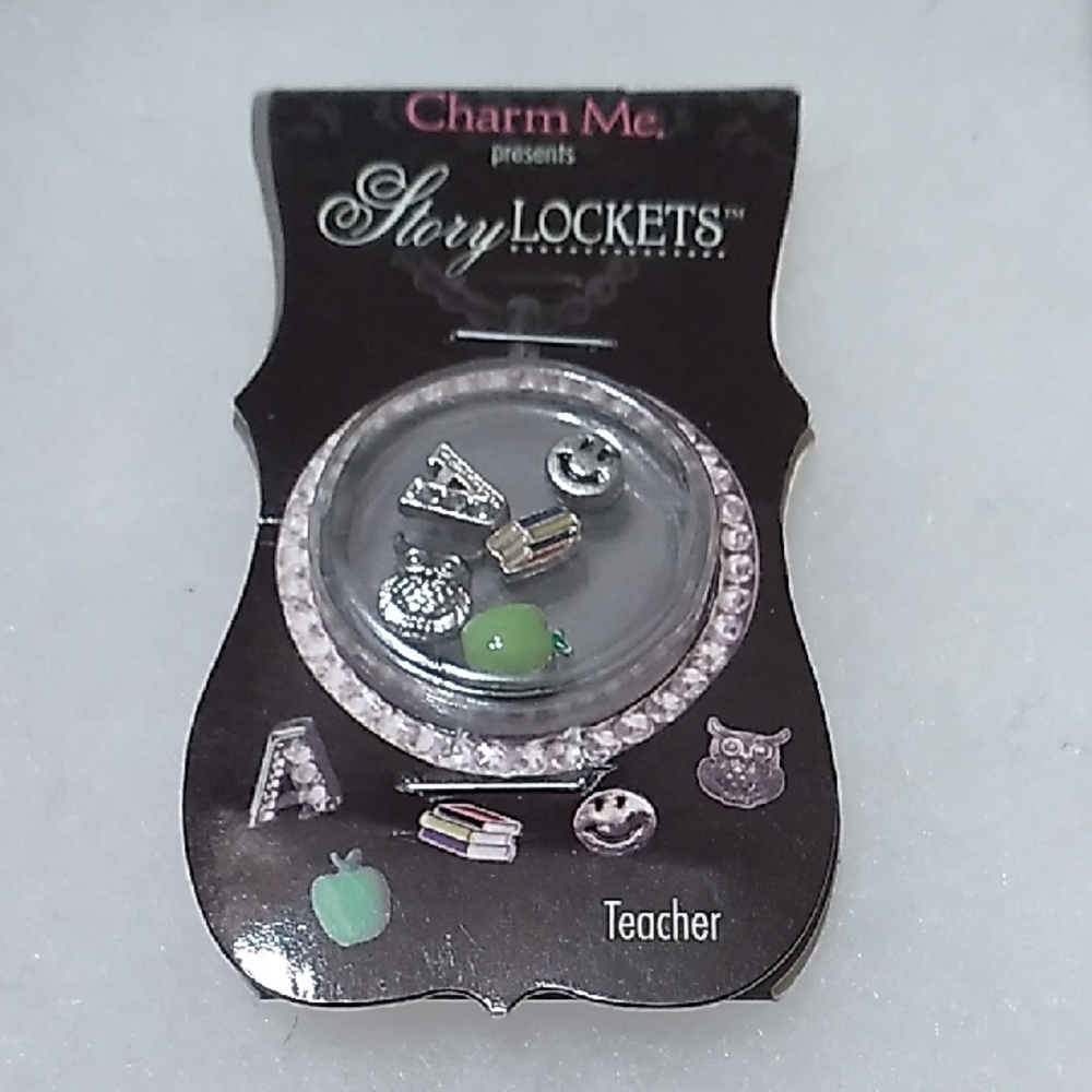 Story Lockets Teacher Jewelry Set - Silver and Green